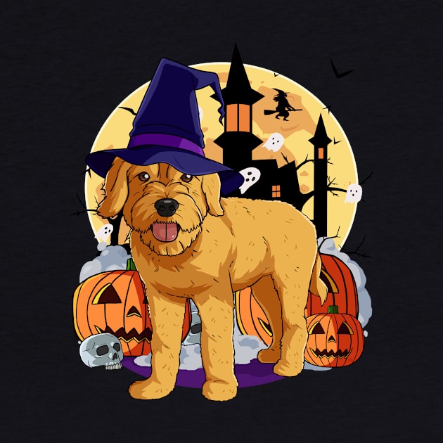 Goldendoodle Witch Halloween Pumpkin by Noseking